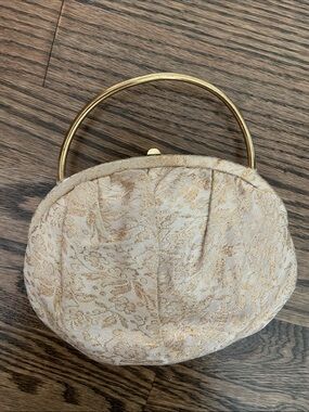 Vintage Elegant Gold Brocade Evening Formal Handbag with Coin Purse